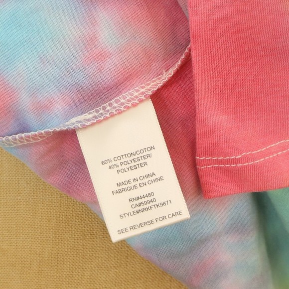 Love Fire Cropped Top Size XL Tie Dye Rolled Hem Short Sleeve Watercolor NWT B12 - Picture 5 of 5